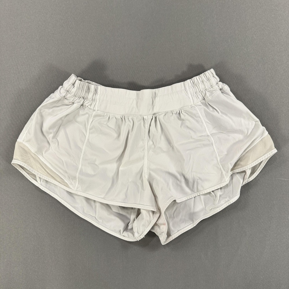 Lululemon Shorts Womens 10 White 2.5 Inseam Running Lined Zip Pocket Athletic - Picture 1 of 9